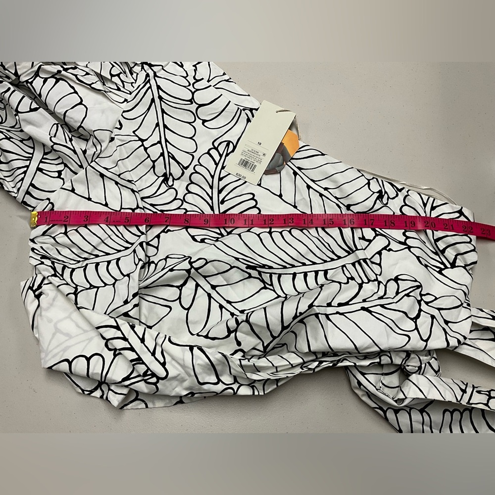 Sketch Palm Leaf Print Wrap Tie One Shoulder Top - Picture 13 of 16